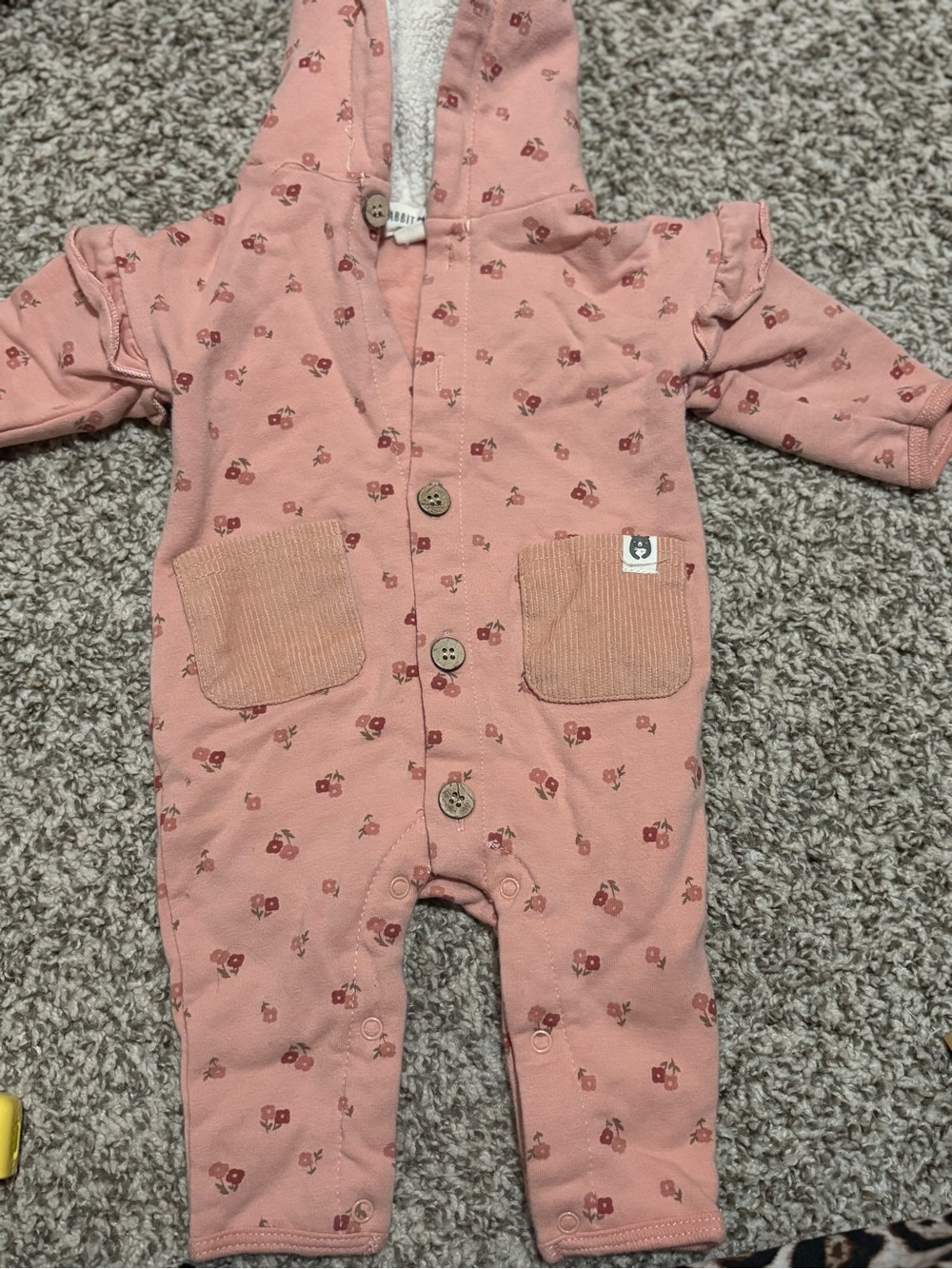 Pink Floral Hooded Baby One-Piece Romper